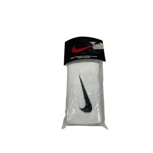 NIKE SWOOSH Vintage 1990s Double Wide Wristband Sweatbands Pair White & Black